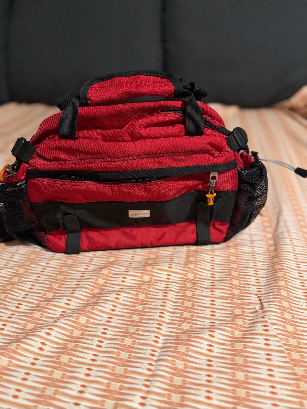 Red Women’s Travel Bag with Black Accents - Lightweight Organizer
